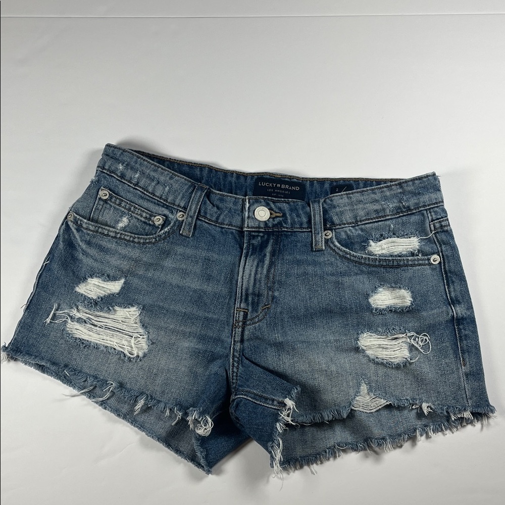 Lucky Brand Women's Ripped Blue Jean 3” Shorts Sz 2/26